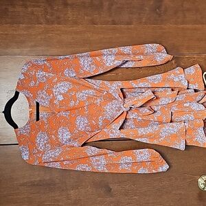Women's Floral Long Sleeve Vneck Romper